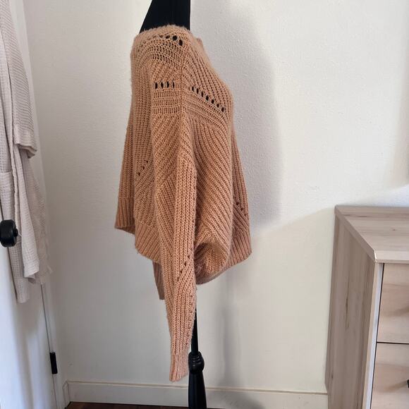Elizabeth and James Open Stitch  Camel Tan Knit Crew Neck Sweater - XXL - Picture 4 of 7
